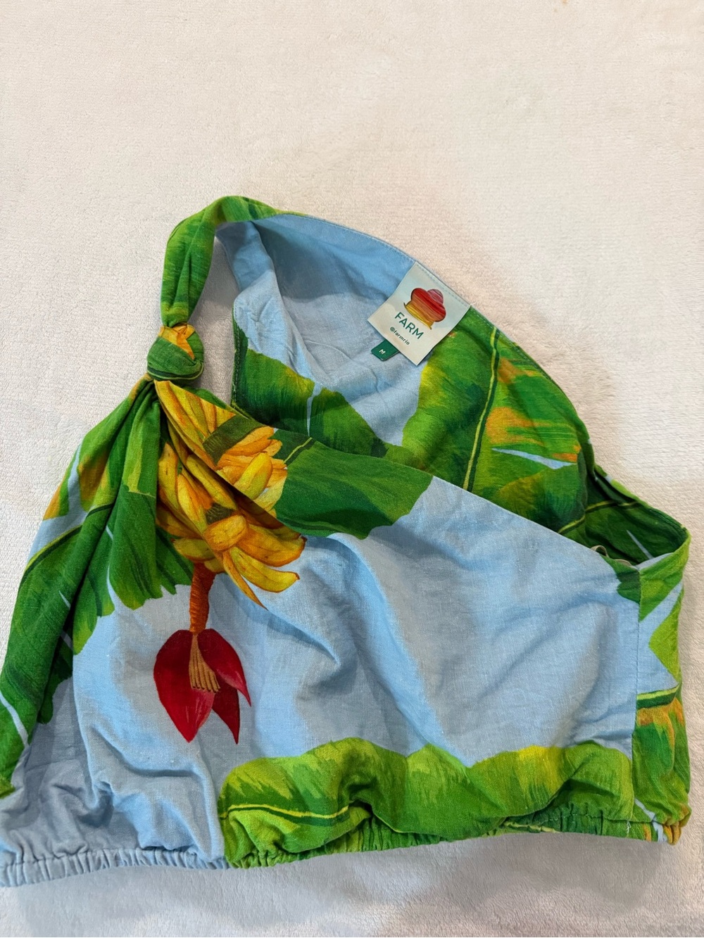 Farm Rio Fresh Bananas one-shoulder crop top Size Medium D81